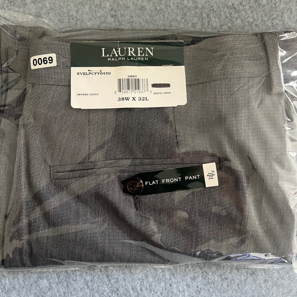 Lauren Ralph Lauren Mens Grey Flat Front Dress Pants 38W x 32L NVELPCFY0450 NEW - Picture 10 of 10